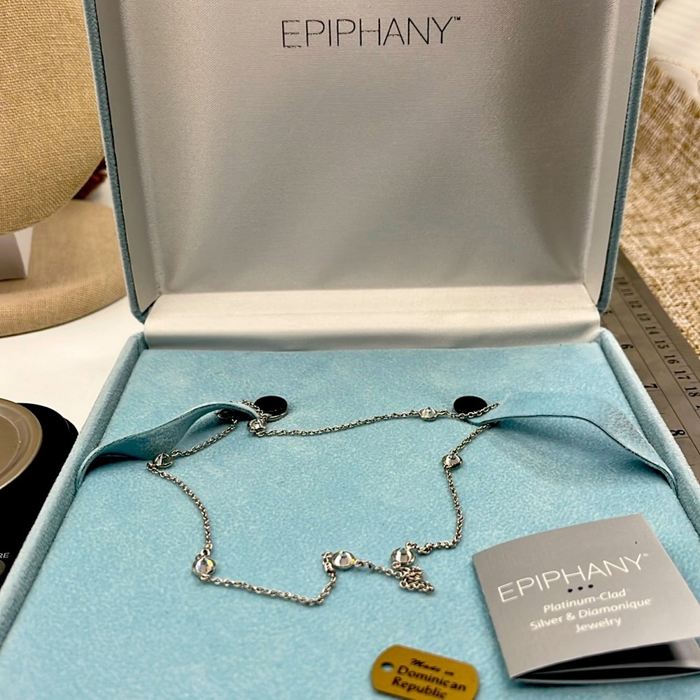 Vintage Epiphany Sterling Silver Diamonique Necklace – 16” - Picture 4 of 11